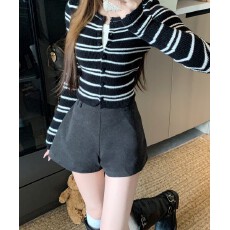 批发实拍 毛呢<b class='q'>短裤</b>2025高腰百搭直筒靴裤呢子外穿<b class='q'>打底</b>休闲裤