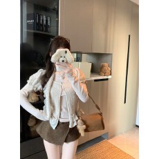 批发实拍 少女感双层<b class='q'>荷叶边</b>磨毛短袖开衫T恤套装修身显瘦飘带上衣