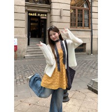 批发实拍落叶黄刺绣无袖显瘦吊带裙收腰<b class='q'>镂空</b>连衣裙春针织薄款开<b class='q'>衫</b>披肩