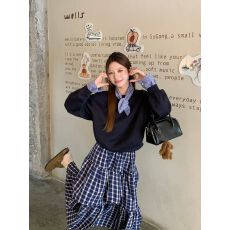 批发实拍 假两件设计拼接套头<b class='q'>卫衣</b>可拆卸宽松休闲上衣