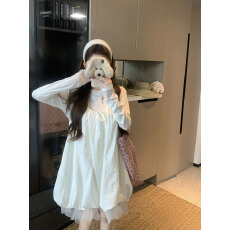 批发实拍  U领背心花苞<b class='q'>连衣裙</b>女2026网纱拼接奶乖裙+百搭长袖T