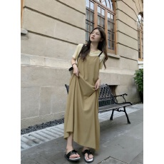 批发实拍  韩系背带连衣裙女<b class='q'>新款</b>撞色工装宽松休闲<b class='q'>长裙</b>夏