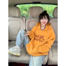 批发高级感超好看美式复古连帽卫衣女秋冬慵懒风孕妇针织毛衣外套