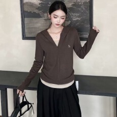 批发NQ2025年秋冬季新款时尚学院风刺绣宽松长袖撞色卫衣显瘦女上衣