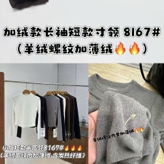 批发SANKE冬季新款<b class='q'>时尚</b>雪花绒寸领薄绒长袖修身短款T恤显瘦百搭女上衣