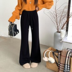 批发yimi欧洲站高腰时尚潮微喇裤女2025年冬季新款修身显瘦百搭拖地裤