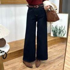 批发恩熙儿<b class='q'>欧洲站</b>2025年冬季新款时尚加绒<b class='q'>牛仔裤</b>女喇叭阔腿裤显瘦显高