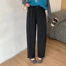 批发烟蒂冬季新款时尚潮宽松显瘦高腰呢料萝卜<b class='q'>哈伦裤</b>小个子九分奶奶裤