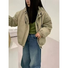 批发广州时尚港风羽绒棉<b class='q'>风衣</b>夹克外套2025冬季新款宽松连帽拉链女上衣