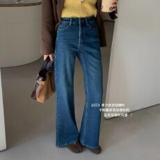 批发DADA<b class='q'>欧洲站</b>2025冬季季新款时尚潮加绒<b class='q'>牛仔裤</b>女高腰喇叭裤显瘦显高