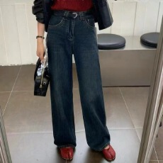 批发XPG<b class='q'>欧洲站</b>2025冬季新款时尚休闲阔腿裤 高腰植绒<b class='q'>牛仔裤</b>女显瘦显高