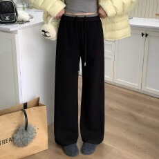 批发yimi欧洲站2025年<b class='q'>冬</b>季新款时尚休闲呢料直筒阔腿裤女宽松显瘦显高