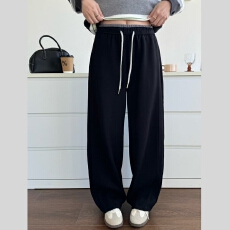 批发JJLP欧洲站2025年冬季新款<b class='q'>时尚</b>休闲呢料弯刀阔腿裤女宽松显瘦显高