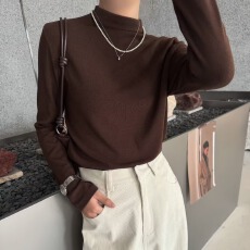 批发SANKE秋冬新款时尚雪花羊绒直领常规长袖<b class='q'>T</b><b class='q'>恤</b>显瘦百搭女上衣打底衫