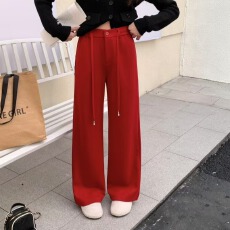 批发yimi<b class='q'>欧洲站</b>2025年冬季<b class='q'>新款</b>时尚休闲呢料直筒阔腿裤女宽松显瘦显高