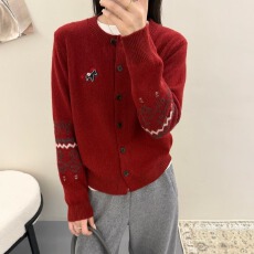 批发<b class='q'>欧洲站</b>冬季<b class='q'>新款</b>复古提花羊毛针织开衫女外套长袖扣子毛衣外搭上衣