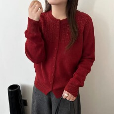 批发<b class='q'>欧洲站</b>冬季<b class='q'>新款</b>复古提花羊毛针织开衫女外套长袖扣子毛衣外搭上衣