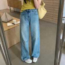 批发DADA<b class='q'>欧洲站</b>2026春季新款时尚休闲弯刀<b class='q'>牛仔裤</b>女高腰阔腿裤显瘦显高