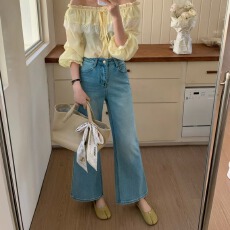 批发DADA<b class='q'>欧洲站</b>2026春季新款时尚<b class='q'>牛仔裤</b>女高腰十分微喇阔腿裤显瘦显高