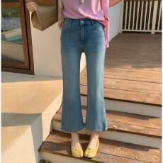 批发DADA<b class='q'>欧洲站</b>2026年春秋季新款时尚<b class='q'>牛仔裤</b>女高腰九分微喇裤显瘦显高