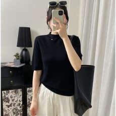 批发红宇2026年春秋季新款时尚五分<b class='q'>袖</b>半高领<b class='q'>T</b><b class='q'>恤</b> 显瘦百搭针织衫女上衣