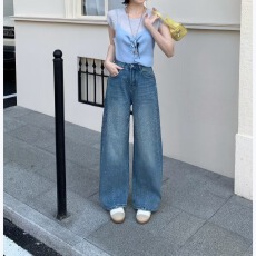 批发BAIHUI<b class='q'>欧洲站</b>2026年春夏新款时尚烫钻<b class='q'>牛仔裤</b>女高腰弯刀裤显瘦显高