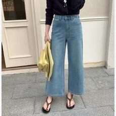 批发BH柏卉2026春夏季韩版新款时尚弹力十分阔腿<b class='q'>牛仔裤</b>女高腰显瘦显高