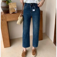 批发BH欧洲站春夏新款时尚<b class='q'>九分</b>小个子直筒法棍裤烟管牛仔裤女显瘦显高