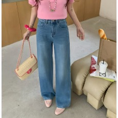 批发DADA<b class='q'>欧洲站</b>2026年春夏新款时尚高腰直筒阔腿<b class='q'>牛仔裤</b>女百搭显瘦显高