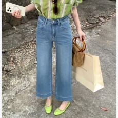 批发DADA2026春季新款时尚高腰十<b class='q'>分</b>直筒阔腿<b class='q'>裤</b><b class='q'>牛仔裤</b>女显瘦显高奶奶<b class='q'>裤</b>