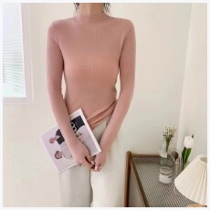 批发卡琪无缝一体羊毛衫半高领冬季女士修身洋气时尚针织内搭打底<b class='q'>毛衣</b>