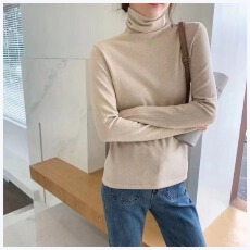 卡琪无缝一体毛衫半高反领冬季女士修身洋气时尚针织内搭打底毛衣
