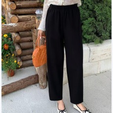 批发烟蒂2026春夏新款时尚宽松显瘦高腰萝卜<b class='q'>哈伦</b>裤小个子九分奶奶裤女