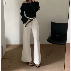 批发XPG2026春夏季韩版新款时尚潮弹力开叉<b class='q'>喇叭</b><b class='q'>牛仔裤</b>女 高腰显瘦显高