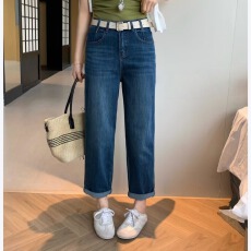 批发柏卉欧洲站2026春季新款时尚弹力<b class='q'>牛仔裤</b>女九分休闲<b class='q'>哈伦</b>裤显瘦显高