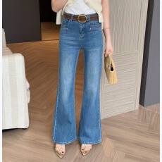 批发BH柏卉2026夏季<b class='q'>韩版</b>新款时尚气质弹力<b class='q'>牛仔裤</b>女微喇裤高腰显瘦显高