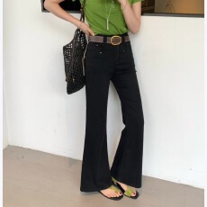 批发BH柏卉2026夏季<b class='q'>韩版</b>新款时尚气质弹力<b class='q'>牛仔裤</b>女微喇裤高腰显瘦显高