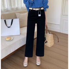 批发BH番茄2026春夏韩版新款时尚九分直筒<b class='q'>牛仔裤</b>女高腰阔腿裤显瘦显高