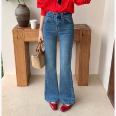 批发BH柏卉2026夏季韩版新款时尚气质弹力<b class='q'>牛仔裤</b>女微喇裤高腰显瘦显高