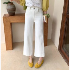 批发BH柏卉2026春夏季韩版新款时尚弹力九分阔腿<b class='q'>牛仔裤</b>女高腰显瘦显高