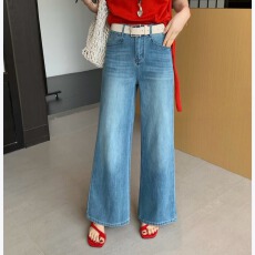 批发baihui2026年春夏韩版新款时尚潮筒喇<b class='q'>牛仔裤</b>女高腰十分裤显瘦显高