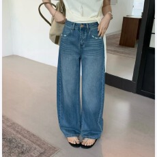 批发DADA<b class='q'>欧洲站</b>2026春夏新款时尚水磨休闲小弯刀<b class='q'>牛仔裤</b>女百搭显瘦显高