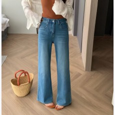 批发DADA<b class='q'>欧洲站</b>2026年春夏新款时尚高腰筒喇阔腿<b class='q'>牛仔裤</b>女百搭显瘦显高