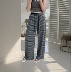 批发广州十三行2026年春夏新款高腰时尚撞色腰小弯刀阔腿裤女宽松显瘦