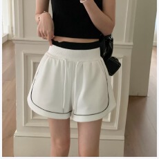 批发靓点2026夏季新款百搭撞色休闲宽松a字阔腿裤 时尚外穿显瘦女<b class='q'>短裤</b>