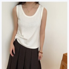 批发三可新款雪花螺纹棉圆领无袖上衣女背心四季<b class='q'>百搭</b>修身打底小衫外穿