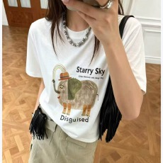 批发RQ夏季新款时尚创意小性感印花字母短袖T恤 气质百搭显瘦女上衣