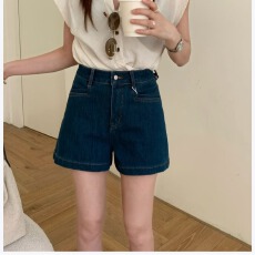 批发DADA2026夏季新款弹力牛仔短裤女 高腰显瘦宽松a字阔腿裤时尚百搭