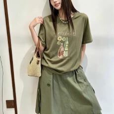 批发角度夏季新款时尚数码印花珠绣宽松短袖雪花棉<b class='q'>T</b><b class='q'>恤</b> 气质显瘦女上衣