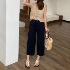批发烟蒂夏季新款时尚松紧腰宽松显瘦胖mm<b class='q'>哈伦</b>裤 小个子八分奶奶裤女